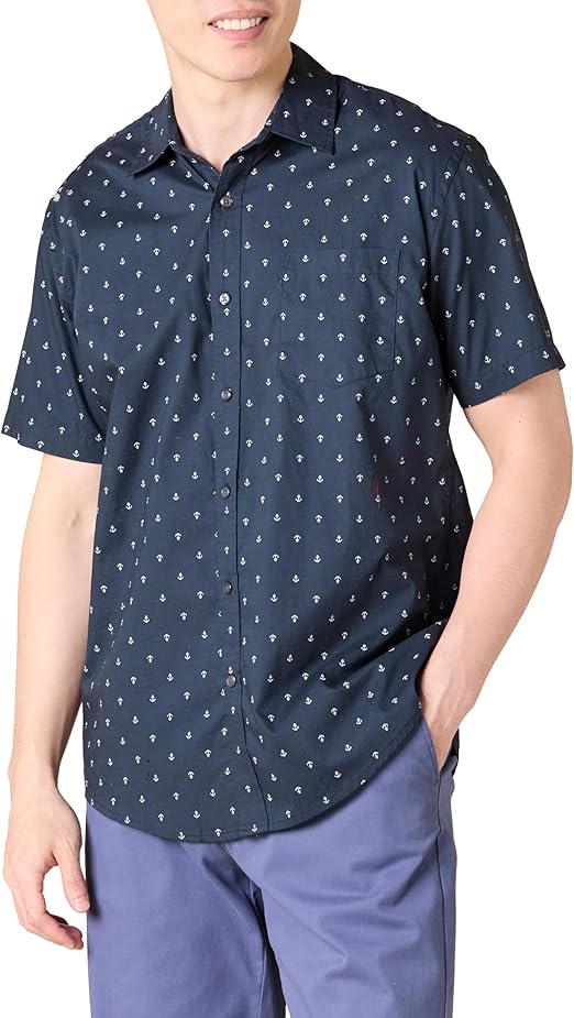 Essentials Men's Regular-Fit Short-Sleeve Print Shirt