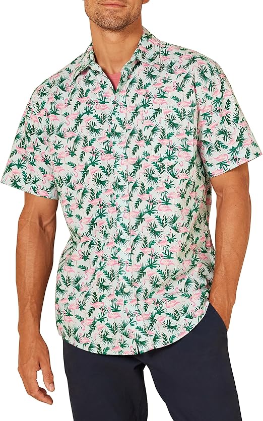 Essentials Men's Regular-Fit Short-Sleeve Print Shirt