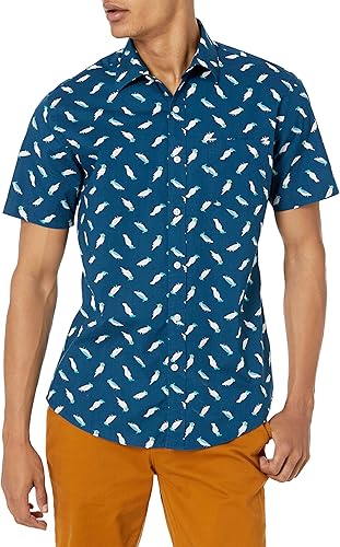 Essentials Men's Regular-Fit Short-Sleeve Print Shirt