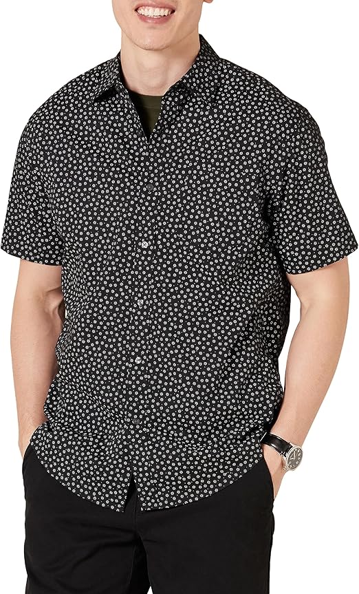 Essentials Men's Regular-Fit Short-Sleeve Print Shirt
